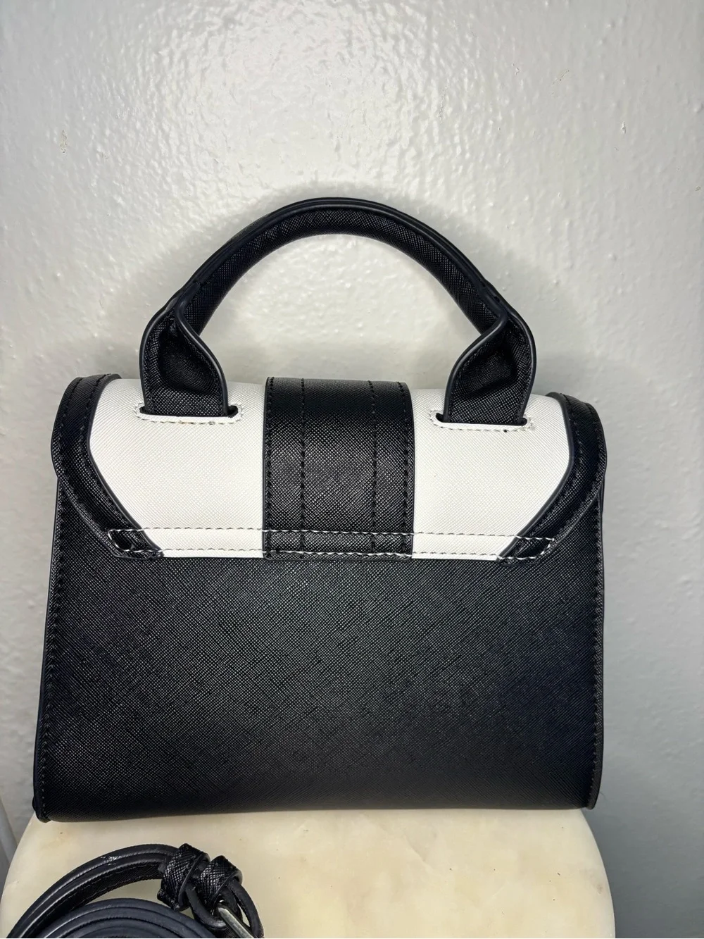 Steve Madden Black and White Two-Tone Top-Handle Satchel